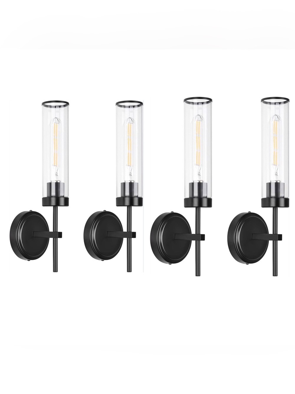 Set of 4 Black Modern Wall Lighting 16" Bathroom Sconces Wall Lighting 60W with